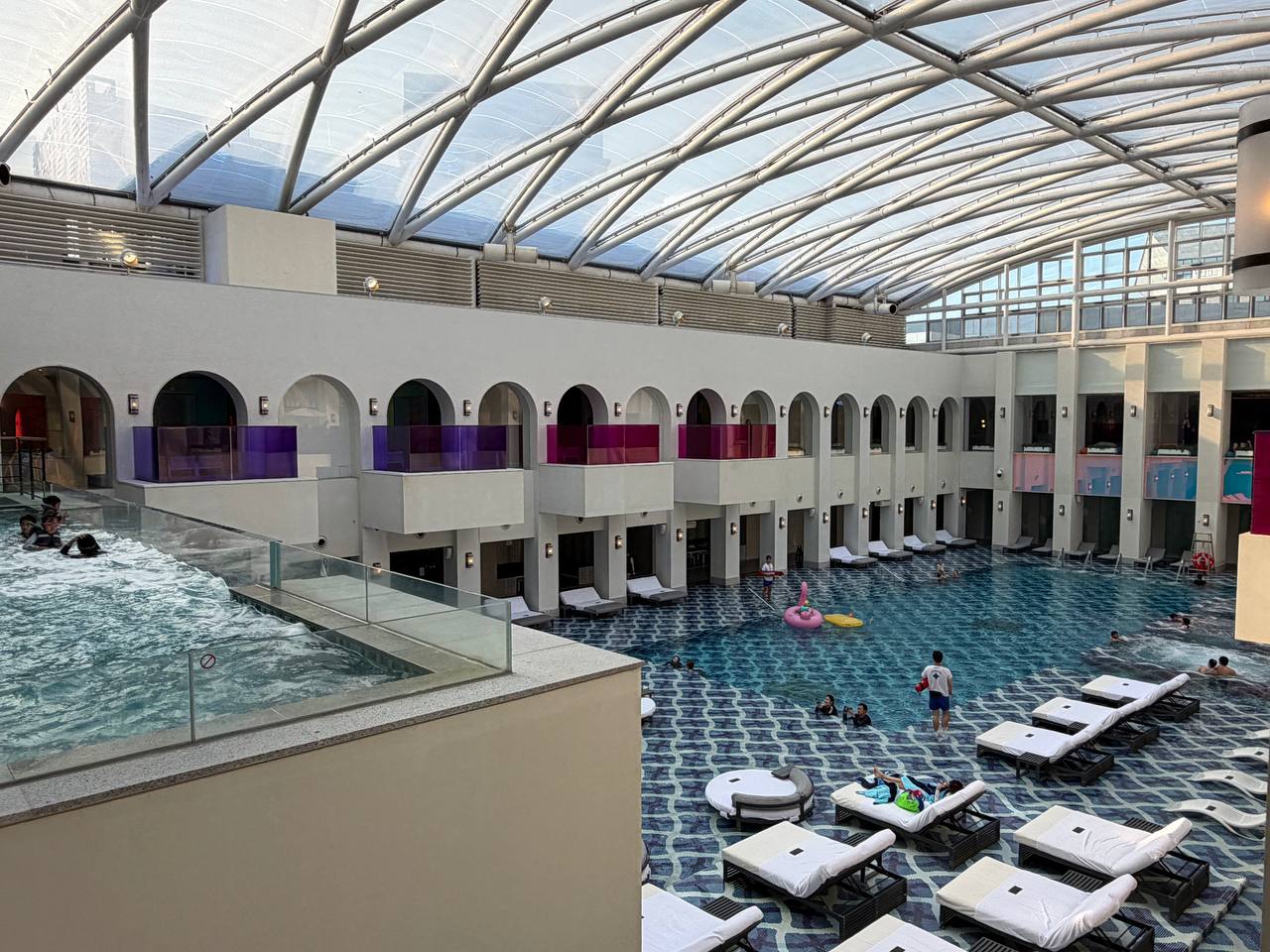 Cimer Spa main indoor pool at Paradise City from upper balcony