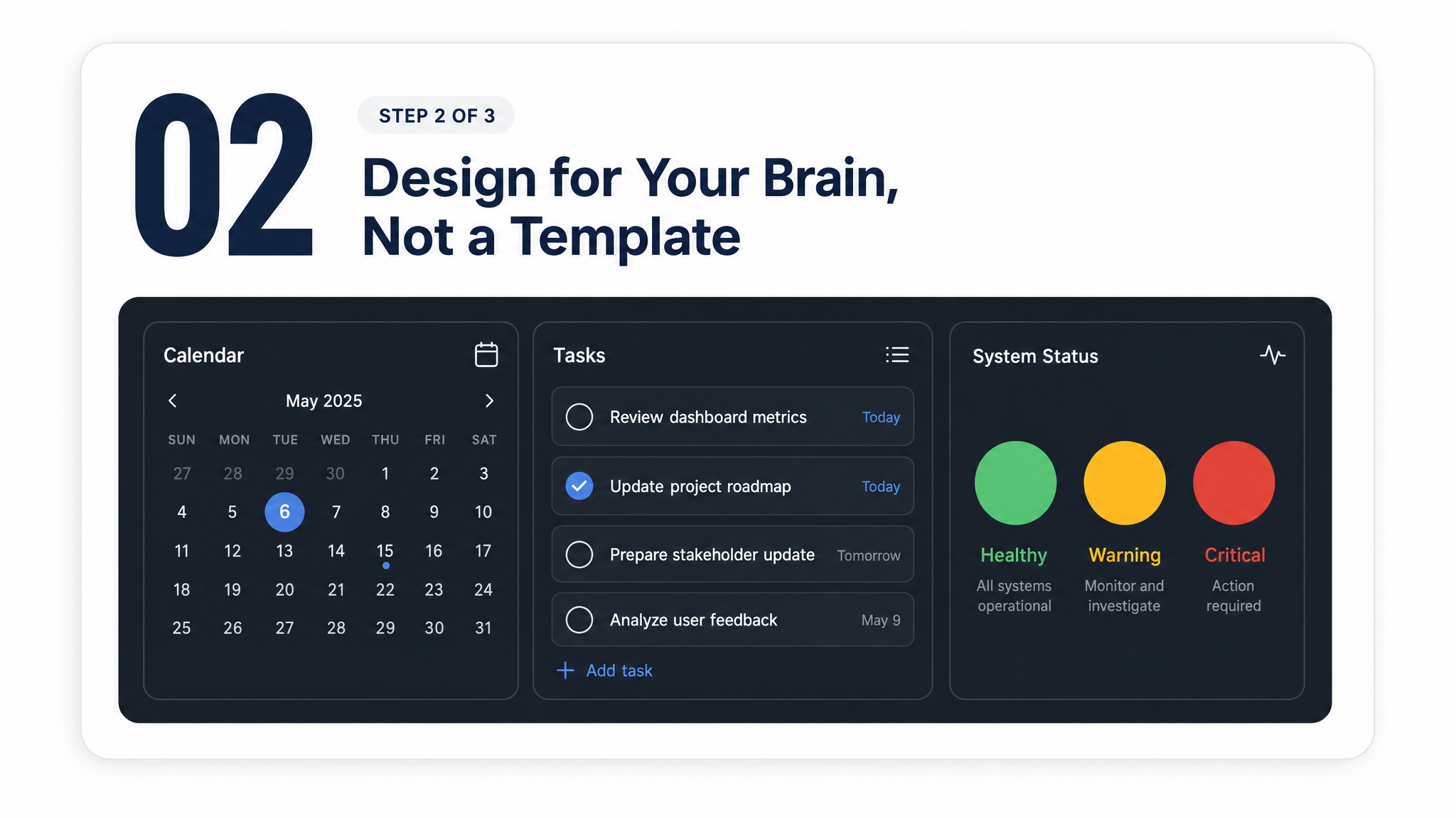 Step 2 - Design for Your Brain