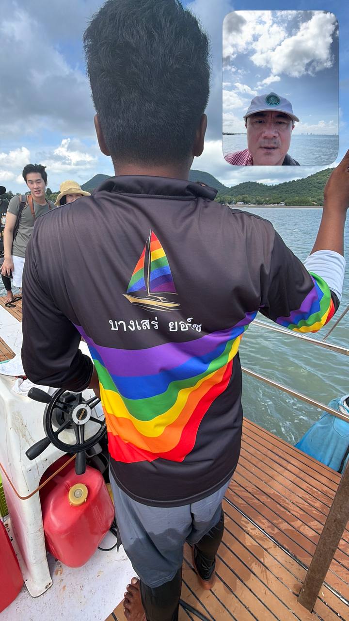 Bang Sare Rainbow Yacht catamarans anchored in Gulf of Thailand near Pattaya