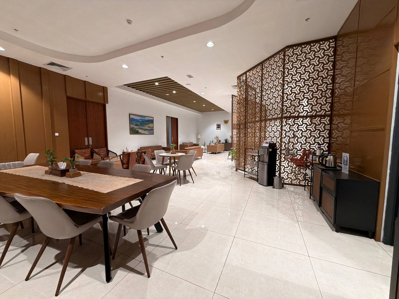 First class VIP lounge interior at Halim Station Jakarta — comfortable seating and premium amenities