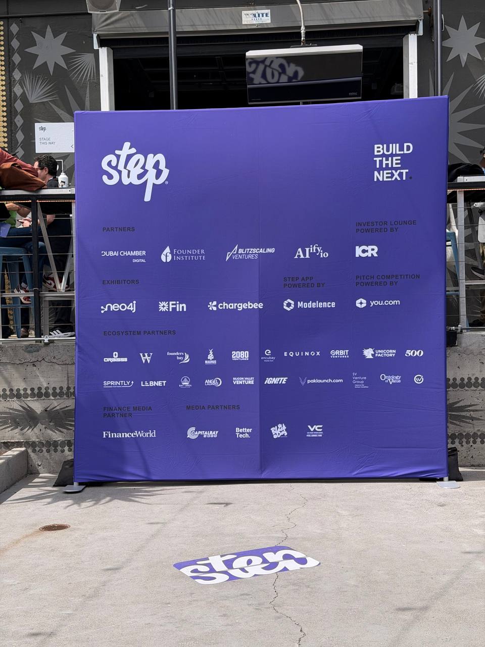 STEP SF 2026 sponsor and partner wall with startup ecosystem logos